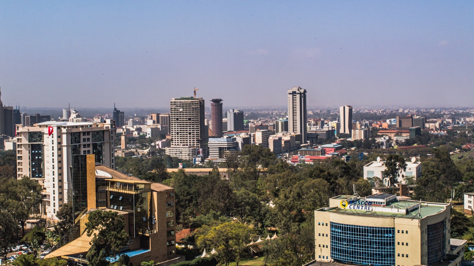 Nairobi city skyline and modern buildings in Kenya